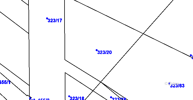 Parcela st. 323/20 v KÚ Čebín, Katastrální mapa