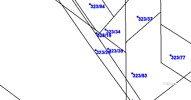 Parcela st. 323/26 v KÚ Čebín, Katastrální mapa