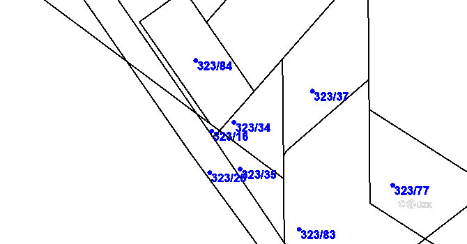 Parcela st. 323/34 v KÚ Čebín, Katastrální mapa