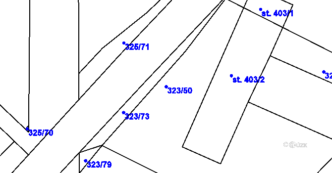Parcela st. 323/50 v KÚ Čebín, Katastrální mapa