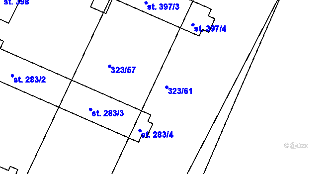 Parcela st. 323/61 v KÚ Čebín, Katastrální mapa
