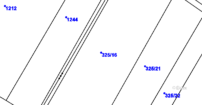 Parcela st. 325/16 v KÚ Čebín, Katastrální mapa