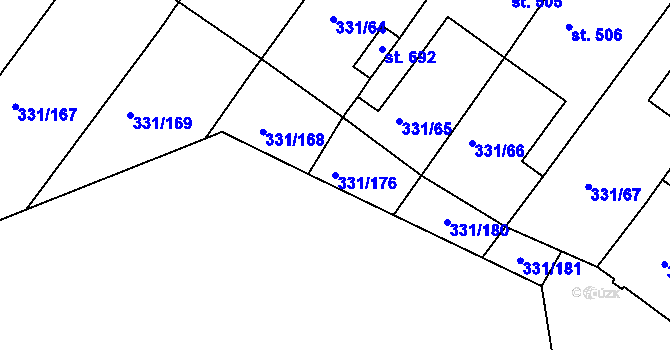 Parcela st. 331/176 v KÚ Čebín, Katastrální mapa