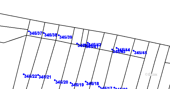 Parcela st. 345/41 v KÚ Čebín, Katastrální mapa