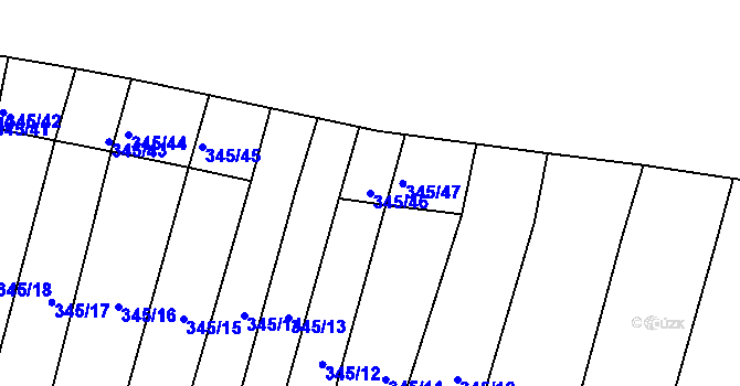 Parcela st. 345/46 v KÚ Čebín, Katastrální mapa
