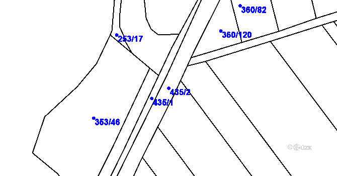 Parcela st. 435/2 v KÚ Čebín, Katastrální mapa