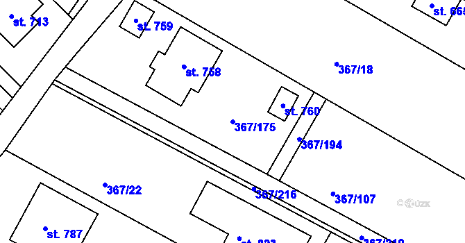 Parcela st. 367/175 v KÚ Čebín, Katastrální mapa