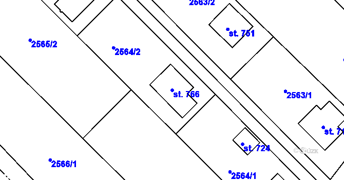 Parcela st. 766 v KÚ Čebín, Katastrální mapa