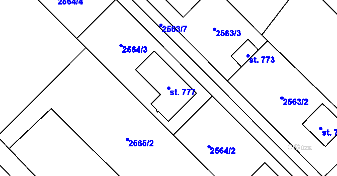 Parcela st. 777 v KÚ Čebín, Katastrální mapa