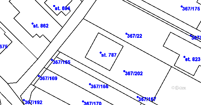 Parcela st. 787 v KÚ Čebín, Katastrální mapa