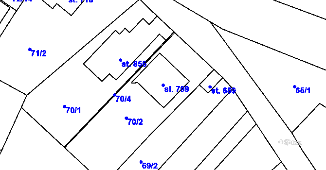 Parcela st. 799 v KÚ Čebín, Katastrální mapa