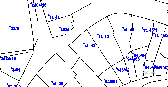 Parcela st. 42 v KÚ Čebín, Katastrální mapa