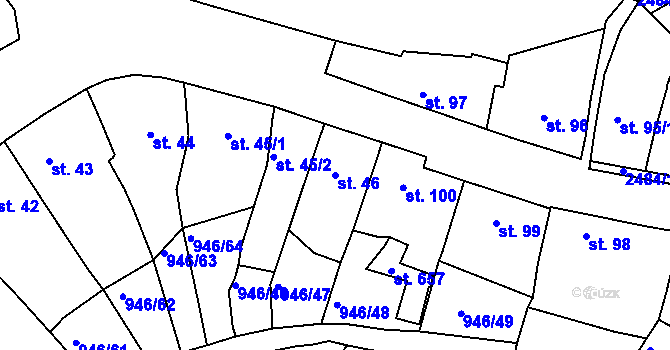 Parcela st. 46 v KÚ Čebín, Katastrální mapa