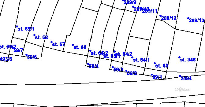 Parcela st. 65/1 v KÚ Čebín, Katastrální mapa