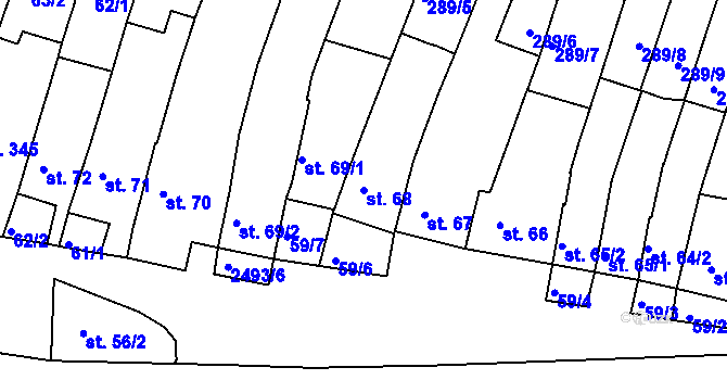 Parcela st. 68 v KÚ Čebín, Katastrální mapa
