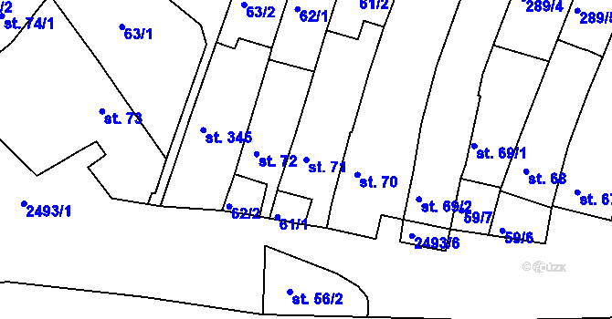 Parcela st. 71 v KÚ Čebín, Katastrální mapa