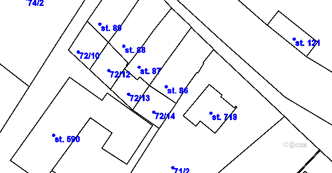 Parcela st. 86 v KÚ Čebín, Katastrální mapa