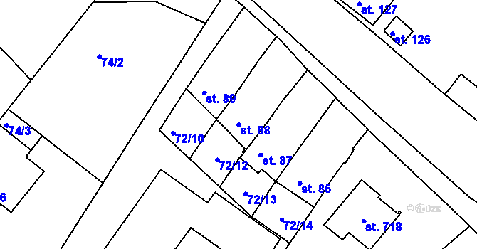 Parcela st. 88 v KÚ Čebín, Katastrální mapa