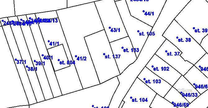 Parcela st. 137 v KÚ Čebín, Katastrální mapa