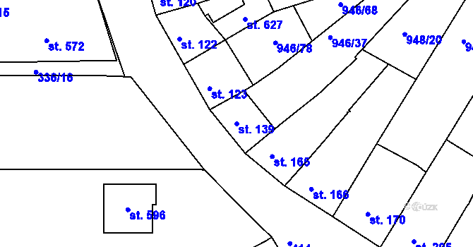 Parcela st. 139 v KÚ Čebín, Katastrální mapa