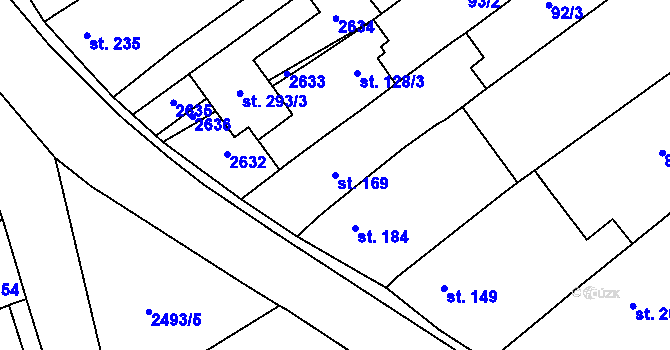 Parcela st. 169 v KÚ Čebín, Katastrální mapa