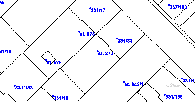 Parcela st. 273 v KÚ Čebín, Katastrální mapa