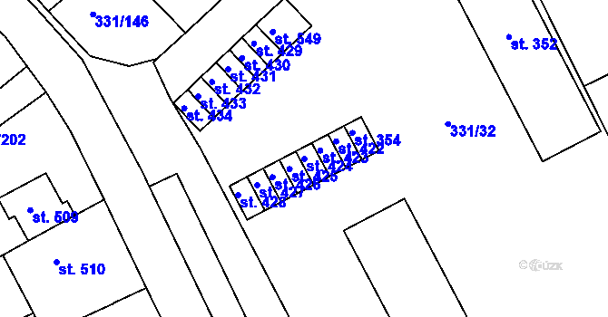 Parcela st. 424 v KÚ Čebín, Katastrální mapa