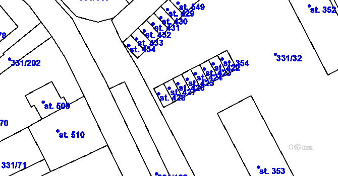 Parcela st. 427 v KÚ Čebín, Katastrální mapa