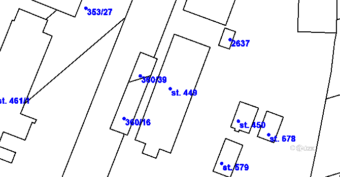 Parcela st. 449 v KÚ Čebín, Katastrální mapa