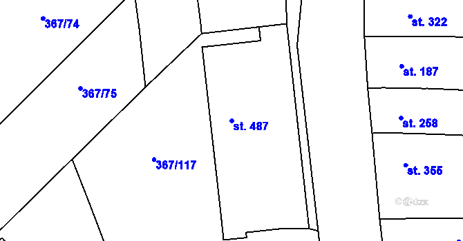 Parcela st. 487 v KÚ Čebín, Katastrální mapa