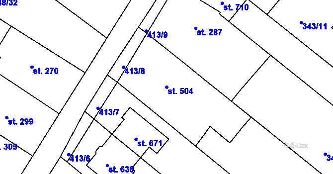 Parcela st. 504 v KÚ Čebín, Katastrální mapa