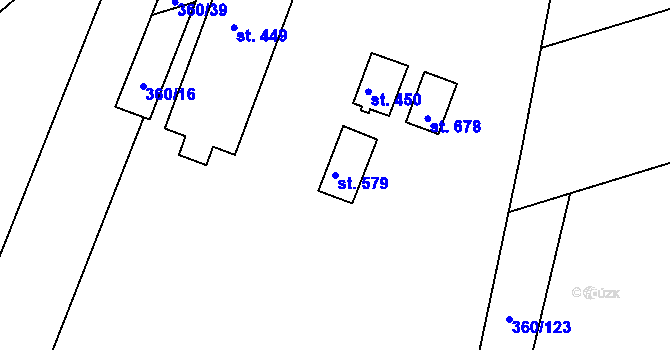Parcela st. 579 v KÚ Čebín, Katastrální mapa