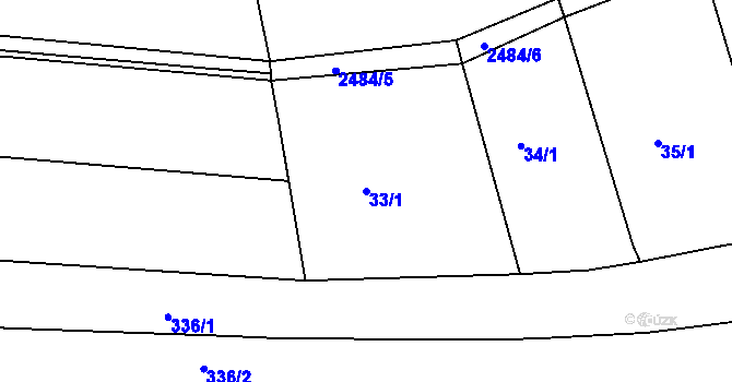 Parcela st. 33/1 v KÚ Čebín, Katastrální mapa