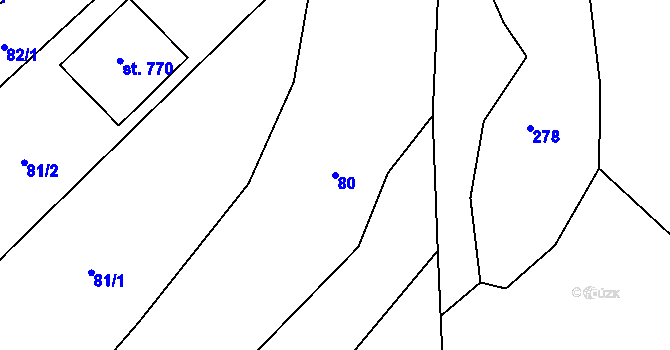 Parcela st. 80 v KÚ Čebín, Katastrální mapa