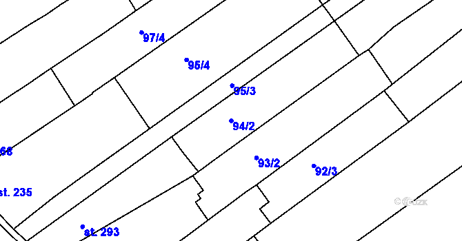 Parcela st. 94/2 v KÚ Čebín, Katastrální mapa