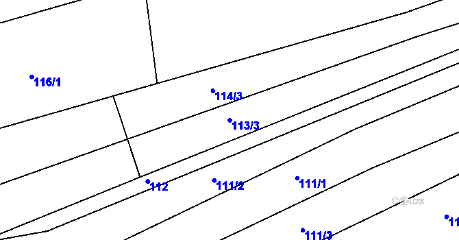 Parcela st. 113/3 v KÚ Čebín, Katastrální mapa