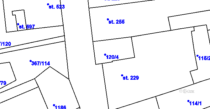Parcela st. 120/4 v KÚ Čebín, Katastrální mapa
