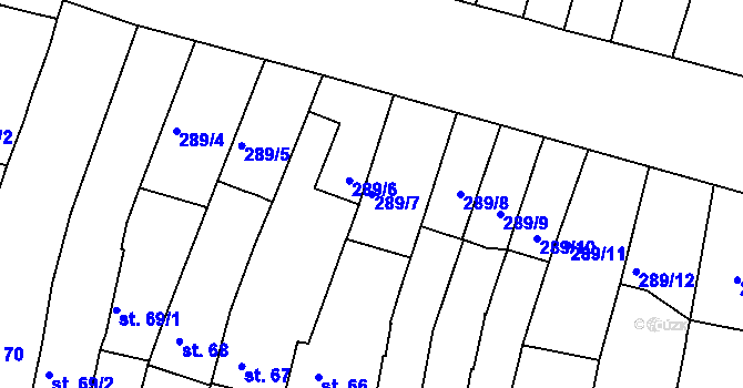 Parcela st. 289/7 v KÚ Čebín, Katastrální mapa
