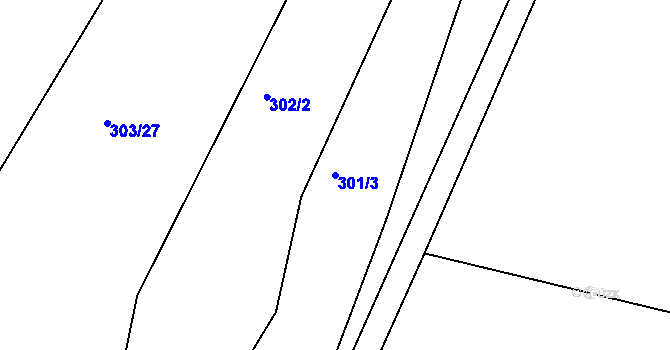 Parcela st. 301/3 v KÚ Čebín, Katastrální mapa