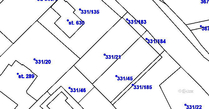 Parcela st. 331/21 v KÚ Čebín, Katastrální mapa