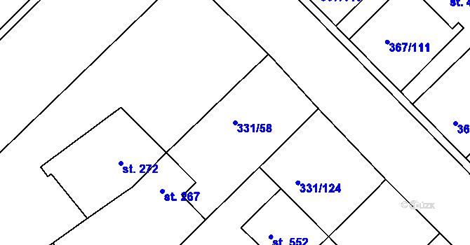 Parcela st. 331/58 v KÚ Čebín, Katastrální mapa