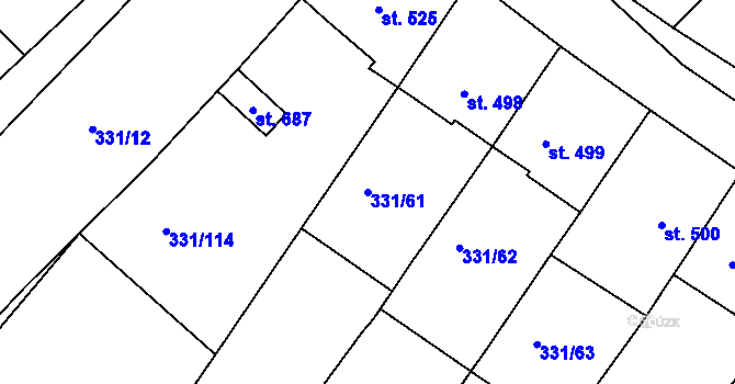 Parcela st. 331/61 v KÚ Čebín, Katastrální mapa