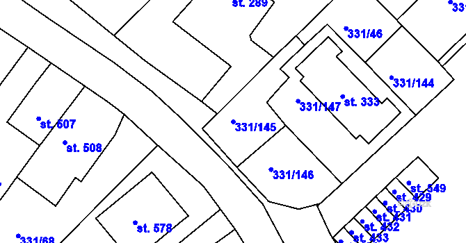 Parcela st. 331/145 v KÚ Čebín, Katastrální mapa