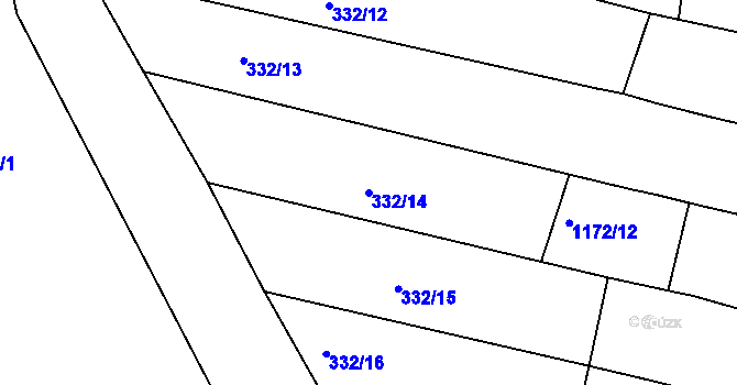 Parcela st. 332/14 v KÚ Čebín, Katastrální mapa