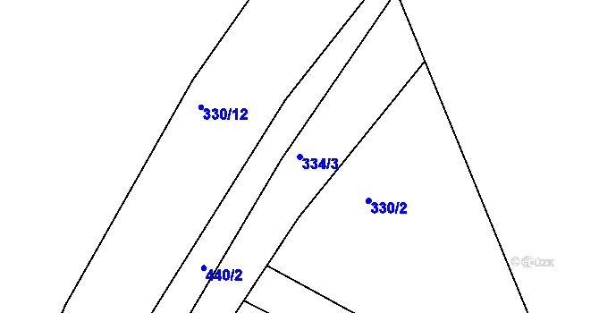 Parcela st. 334/3 v KÚ Čebín, Katastrální mapa