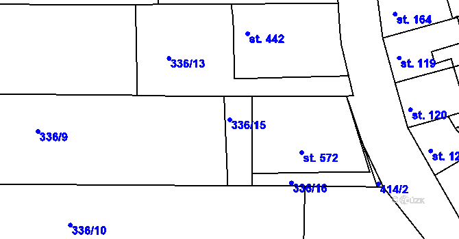 Parcela st. 336/15 v KÚ Čebín, Katastrální mapa