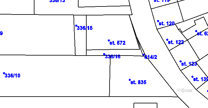 Parcela st. 336/16 v KÚ Čebín, Katastrální mapa