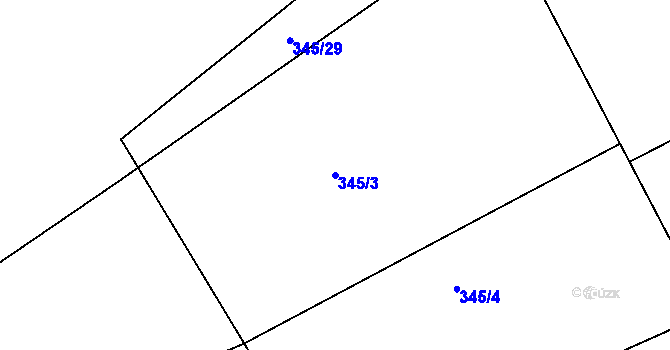 Parcela st. 345/3 v KÚ Čebín, Katastrální mapa