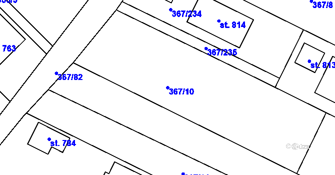 Parcela st. 367/10 v KÚ Čebín, Katastrální mapa