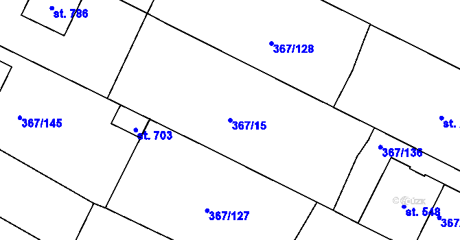 Parcela st. 367/15 v KÚ Čebín, Katastrální mapa